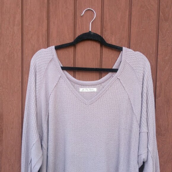 FREE PEOPLE | Santa Clara Thermal Waffle Knit Dusty Purple Mauve Oversized M - Picture 4 of 12